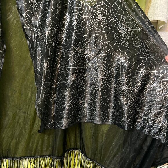 Halloween Spiderweb Fringe Vest  Shawl Festive Costume Black Silver - Picture 3 of 7